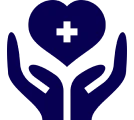 Medical care emblem with heart