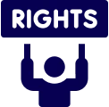 Person holding "Rights" sign